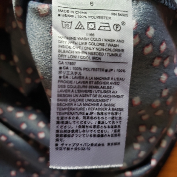 NWOT Banana Republic Navy Printed Long Sleeve w/ ruffle key hole back of Dress - Picture 4 of 10